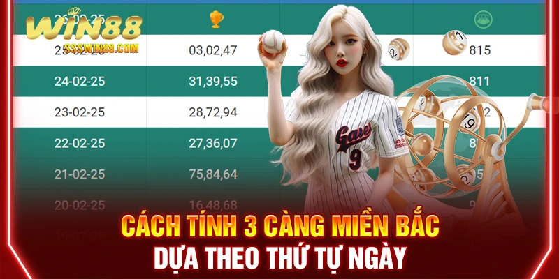 Cách tính 3 càng miền Bắc dựa theo thứ tự ngày